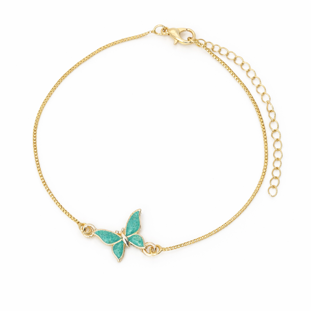 Pulseira borboleta verde dourado REF 4091
