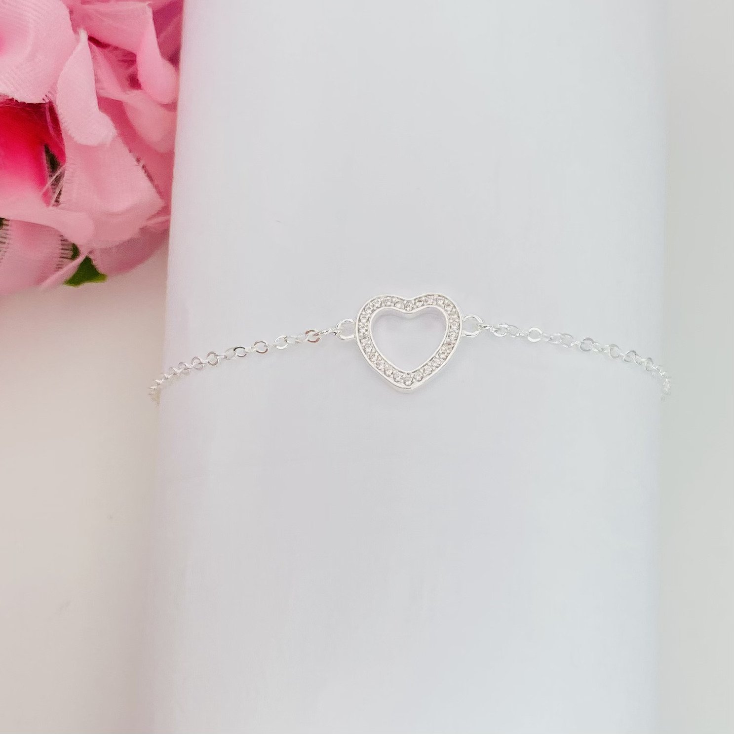 Pulseira coração cravejado ref 3208