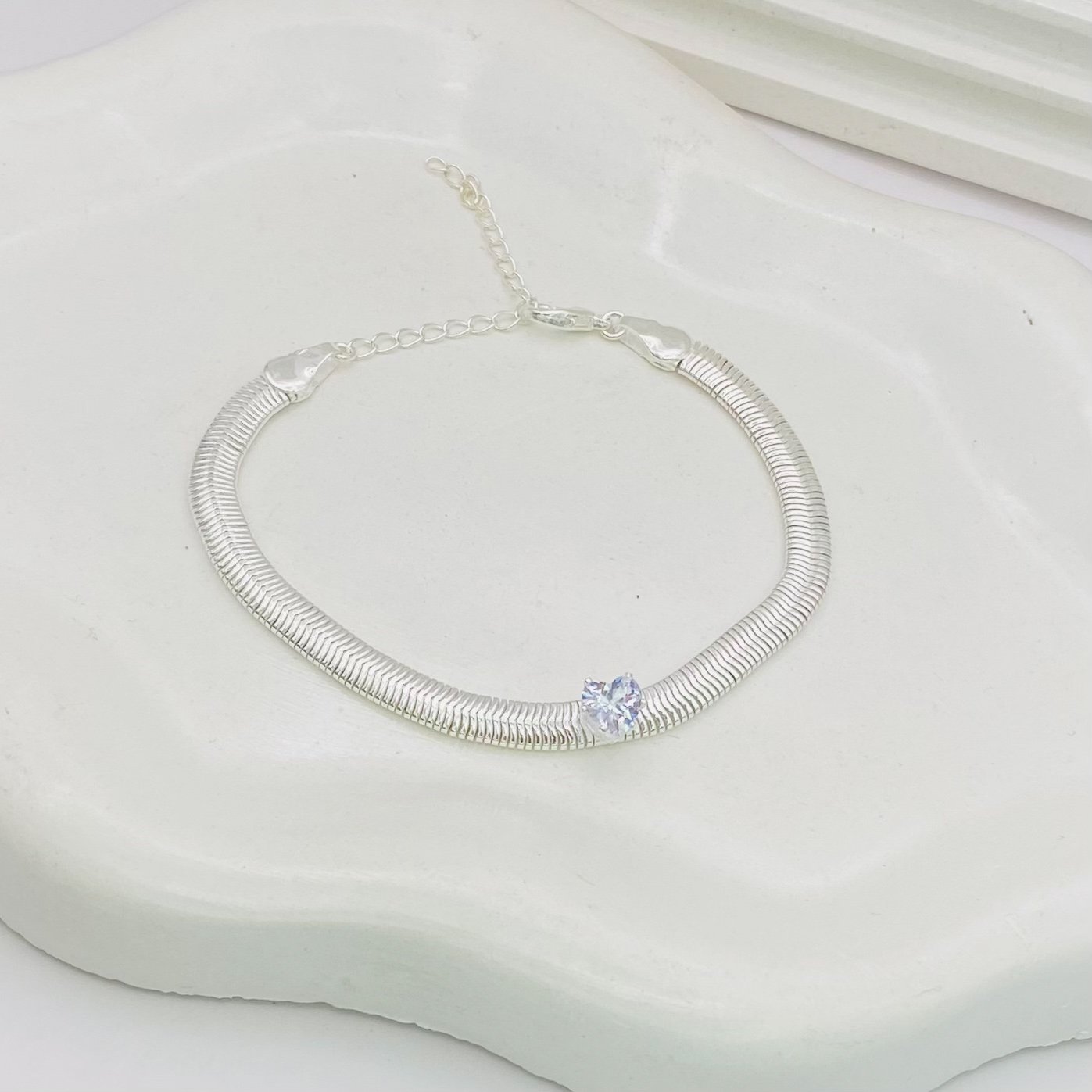 Pulseira maleável coração cristal Ref 3833
