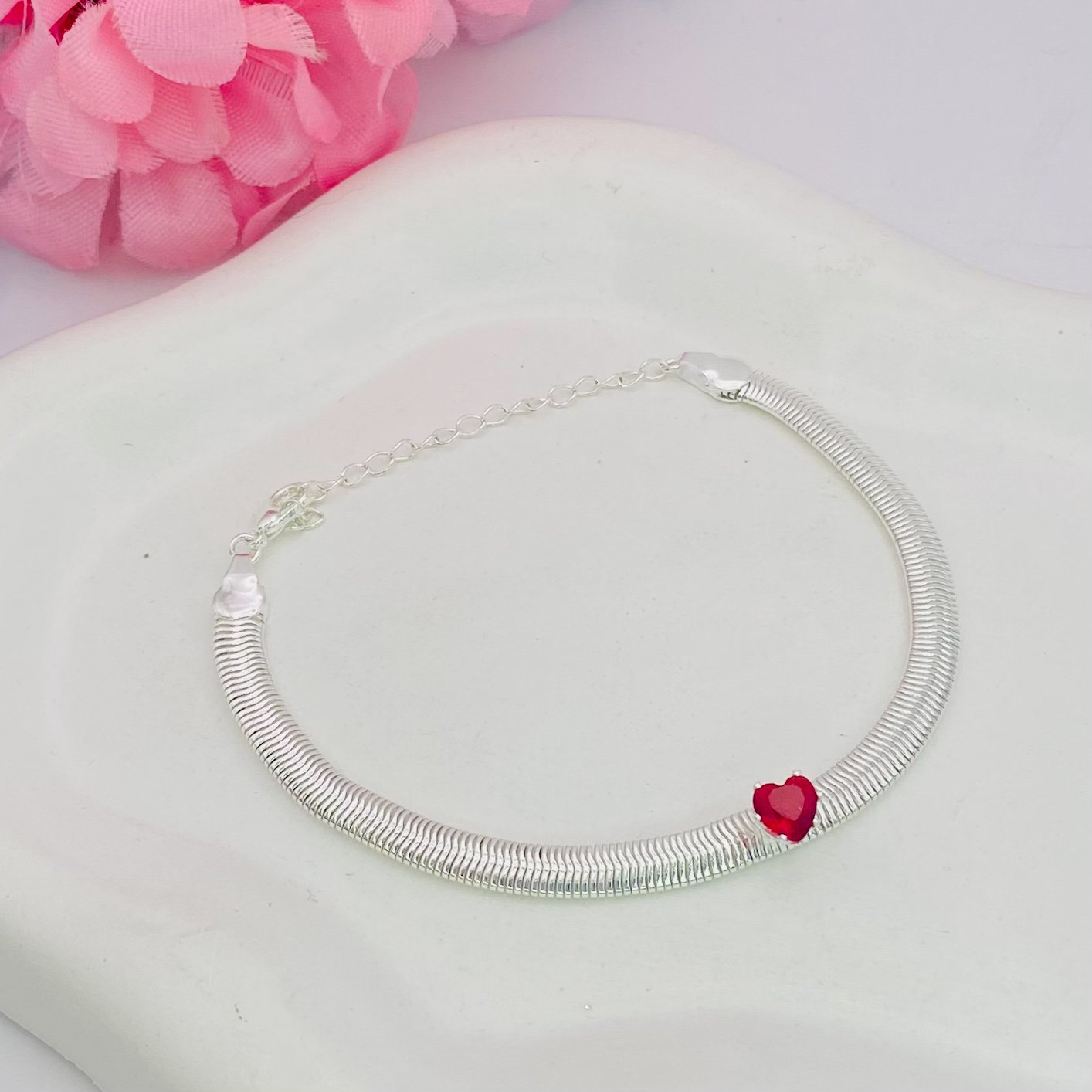 Pulseira maleável coração vermelho ref 3521