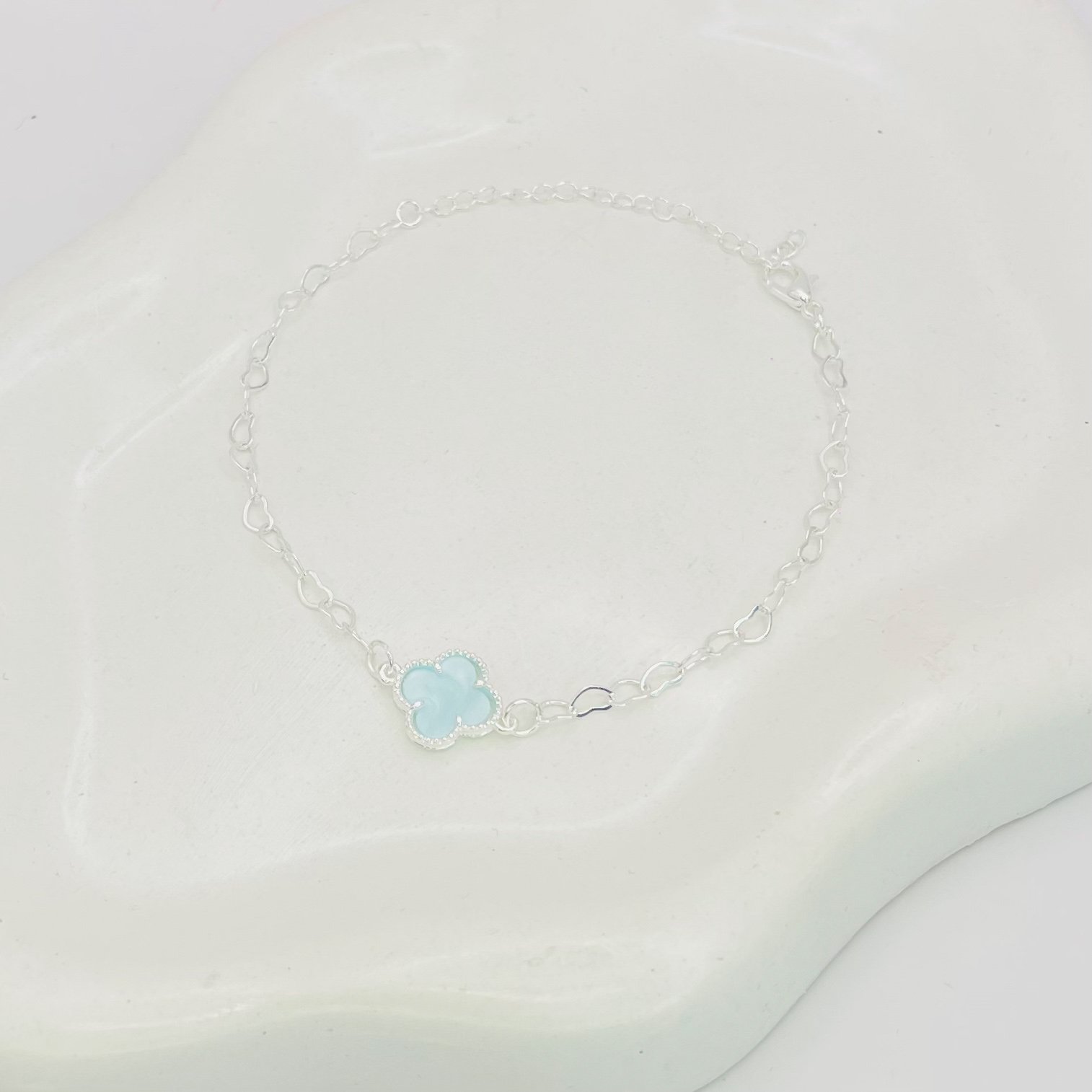 Pulseira virginia azul claro elo corações ref 3560