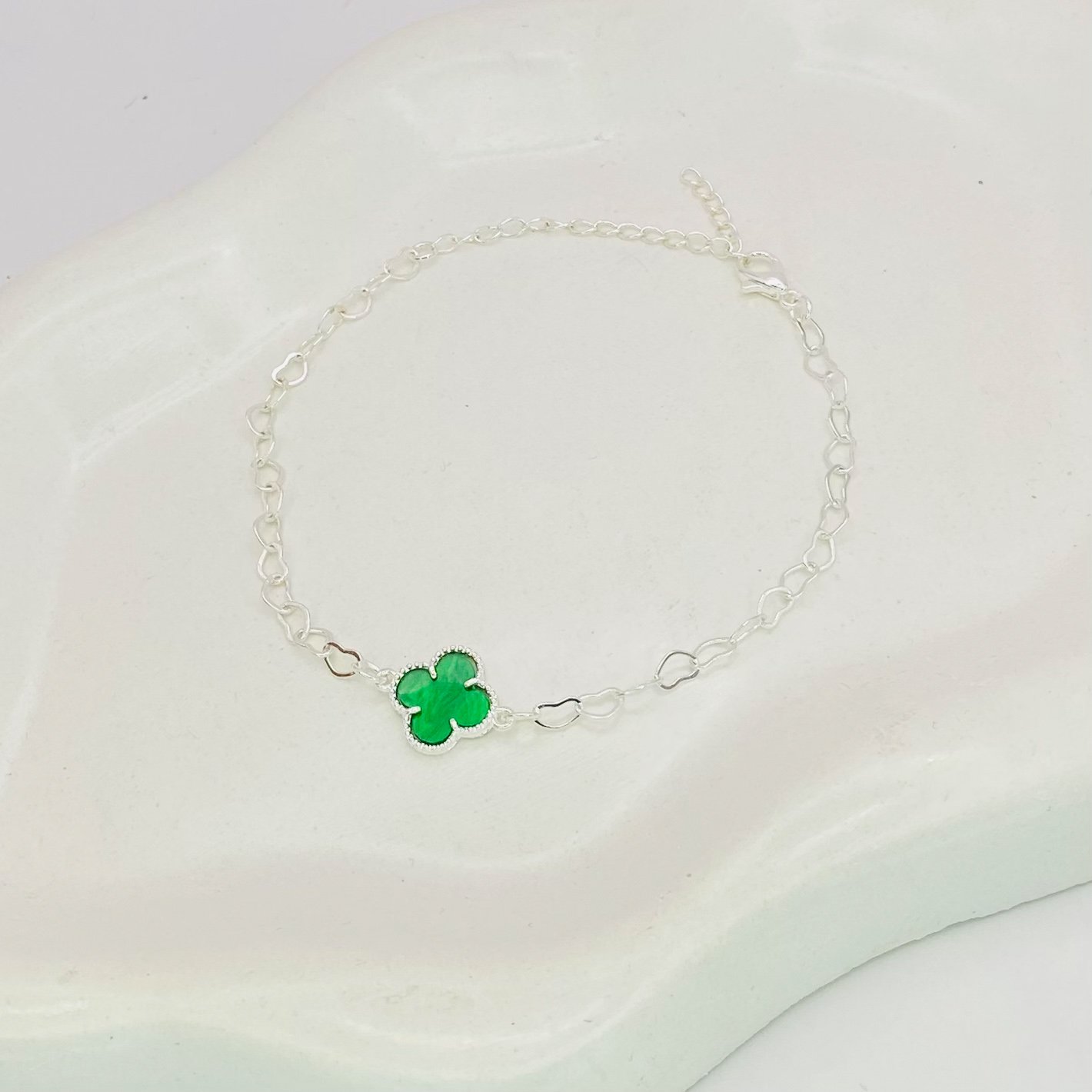 Pulseira virginia verde elo corações ref 3558