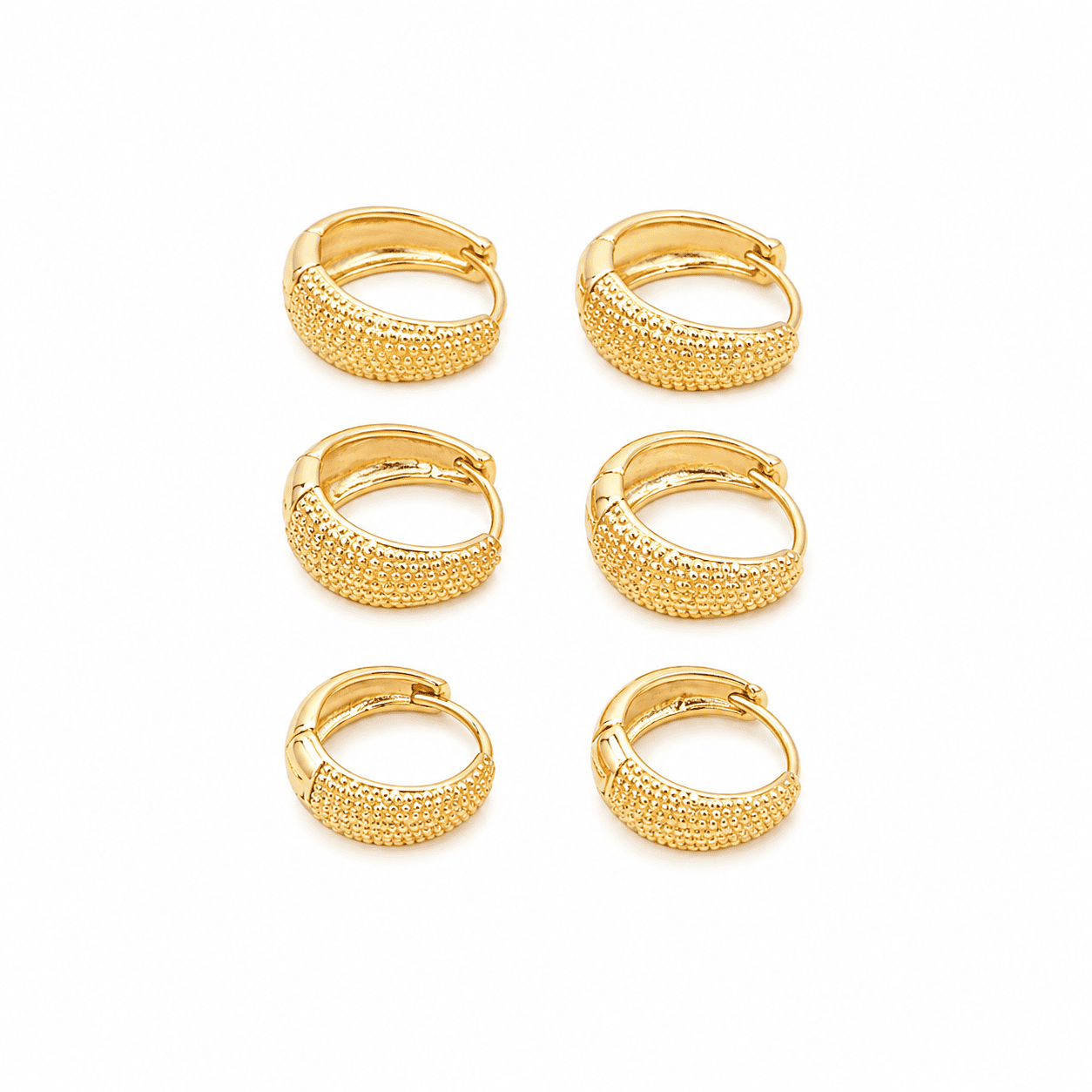 Trio argola texturizada dourado ref 3940